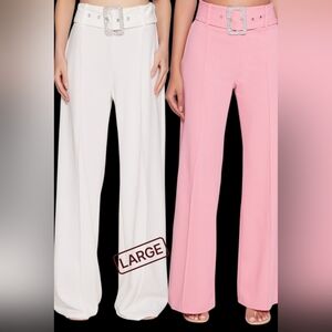 Trendy High Waisted Rhinestone Belted Palazzo Pants